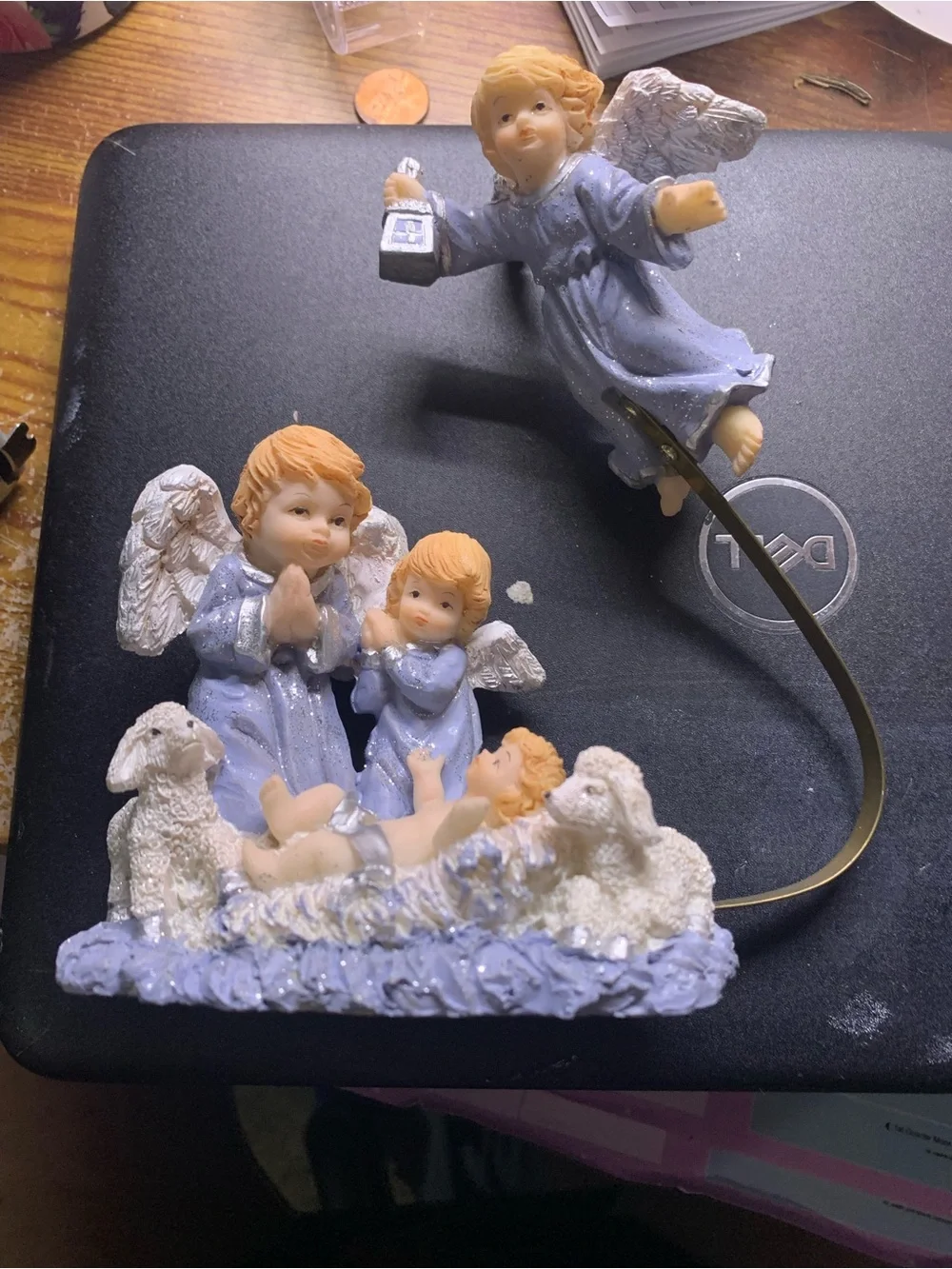 Vintage Kirkland One Piece Resin Flying Angel Nativity Scene
